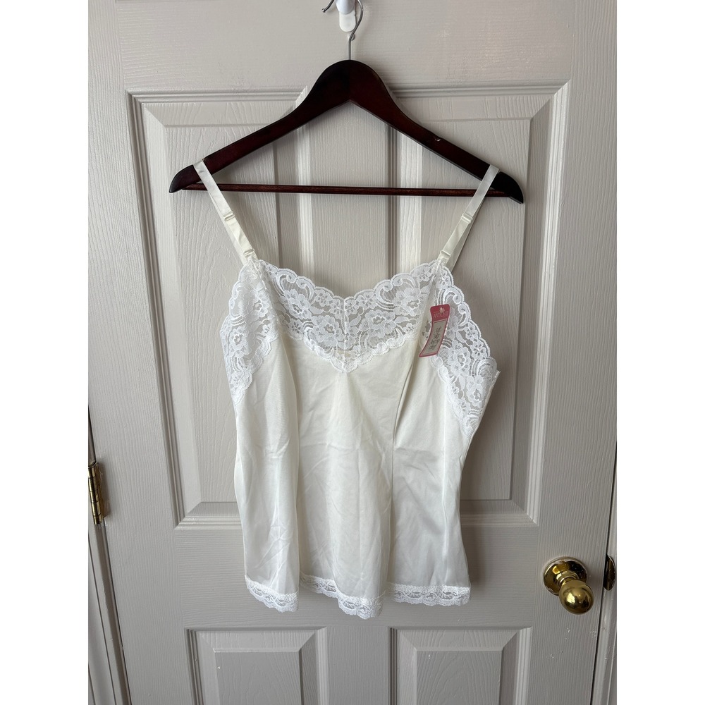 Montgomery Ward Camisole Womens 14/36 White NEW Lace Trim Antron III Nylon
